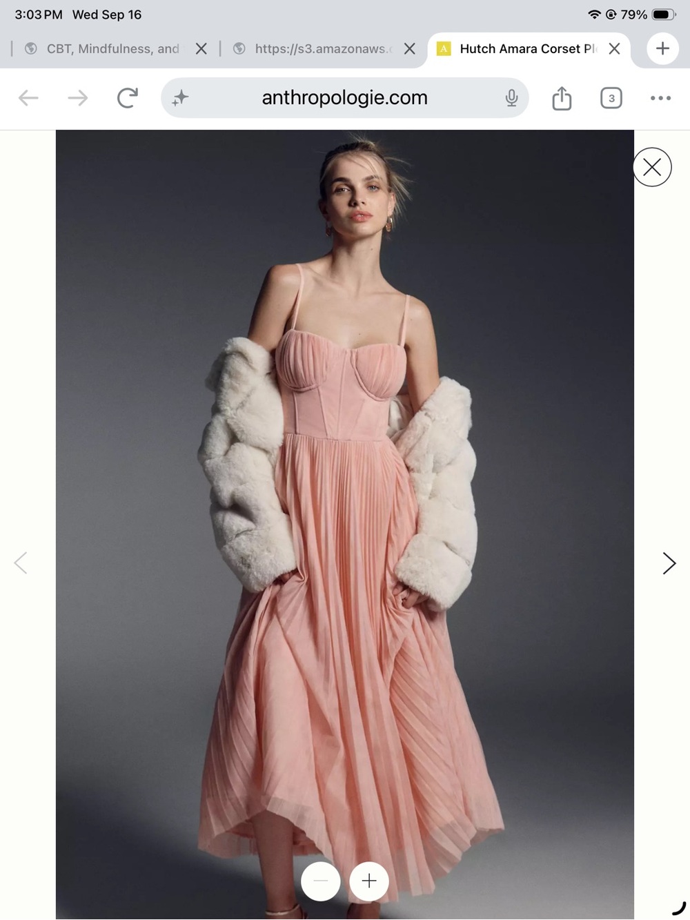 Anthropologie Hutch Amara Corset Pleated Tulle Fit and Flare Midi Dress - NWT